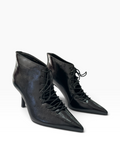 Lace-Up Μποτάκι Αστραγάλου με Μυτερή Μύτη & Λεπτό Τακούνι