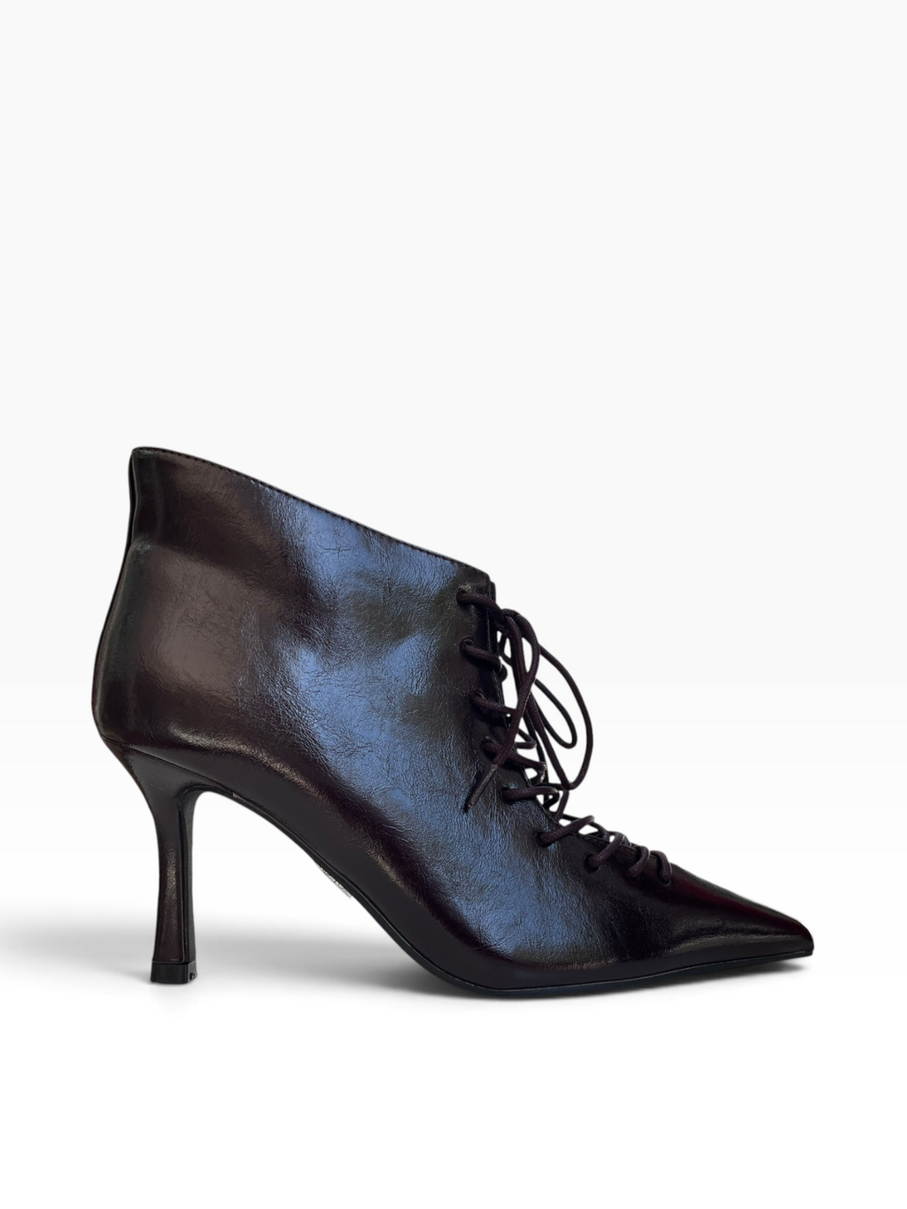 Lace-Up Μποτάκι Αστραγάλου με Μυτερή Μύτη & Λεπτό Τακούνι