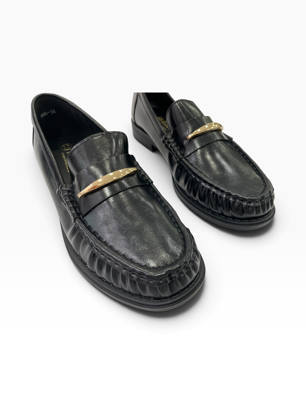 Γυναικεία Loafers με Σούρες & Χρυσή Μεταλλική Λεπτομέρεια