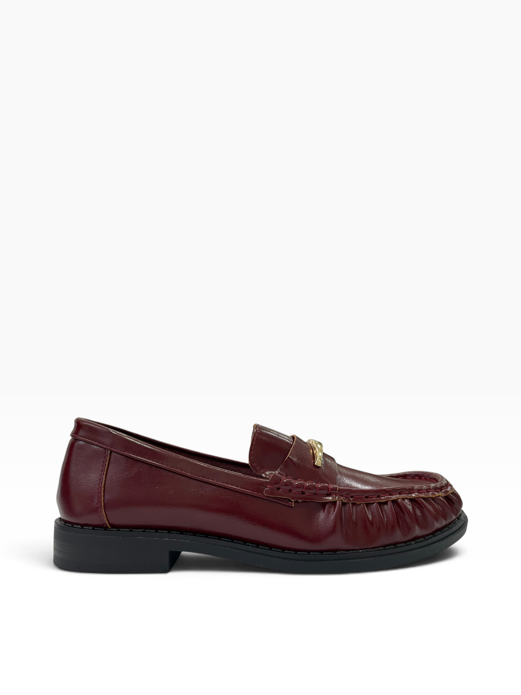 Γυναικεία Loafers με Σούρες & Χρυσή Μεταλλική Λεπτομέρεια