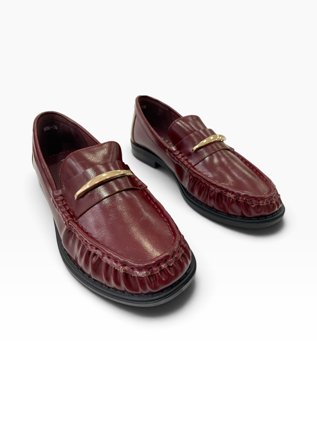 Γυναικεία Loafers με Σούρες & Χρυσή Μεταλλική Λεπτομέρεια