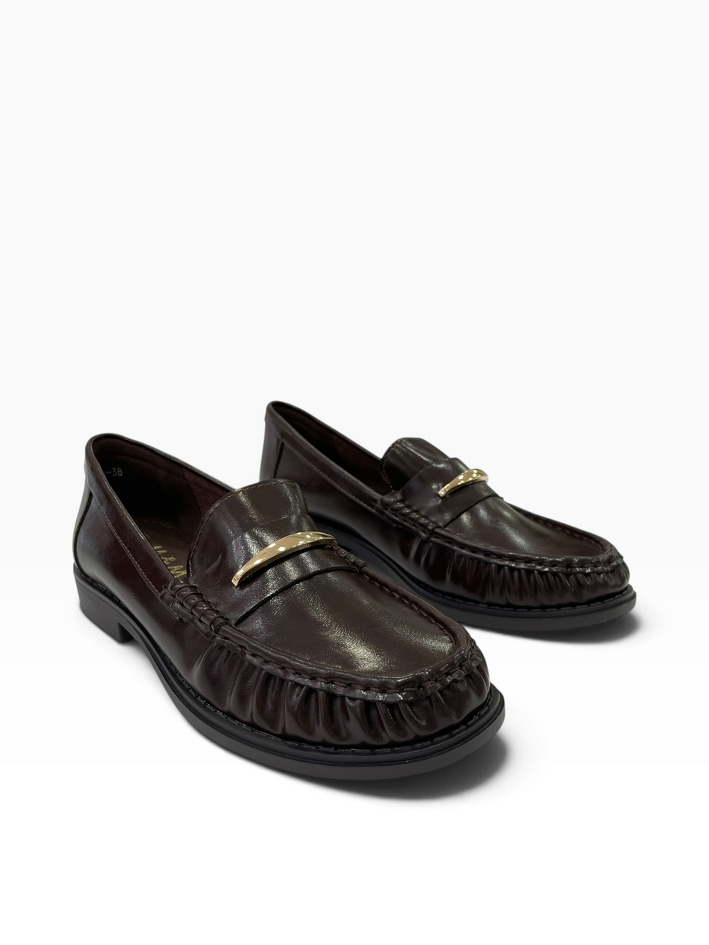 Γυναικεία Loafers με Σούρες & Χρυσή Μεταλλική Λεπτομέρεια
