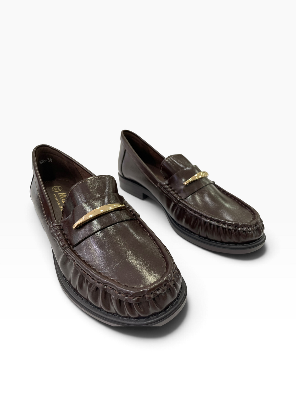 Γυναικεία Loafers με Σούρες & Χρυσή Μεταλλική Λεπτομέρεια