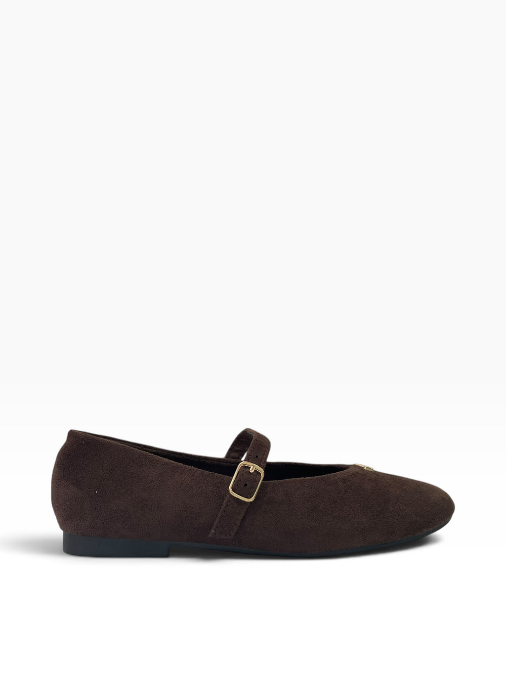Suede Μπαλαρίνες Mary Jane με Χρυσή Αγκράφα