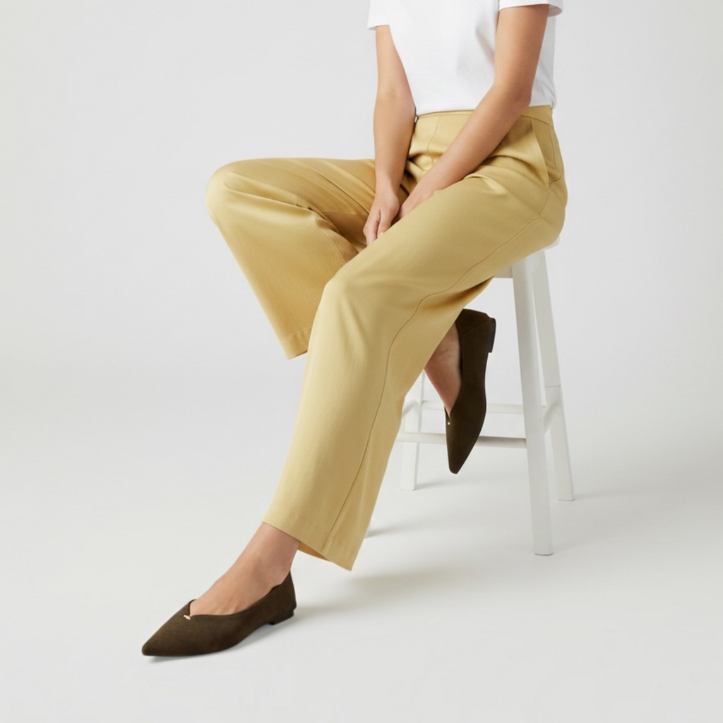 Μπαλαρίνες Suede Pointed Toe με Μεταλλική Λεπτομέρεια