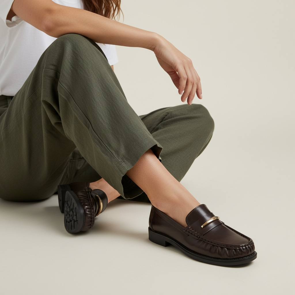 Γυναικεία Loafers με Σούρες & Χρυσή Μεταλλική Λεπτομέρεια