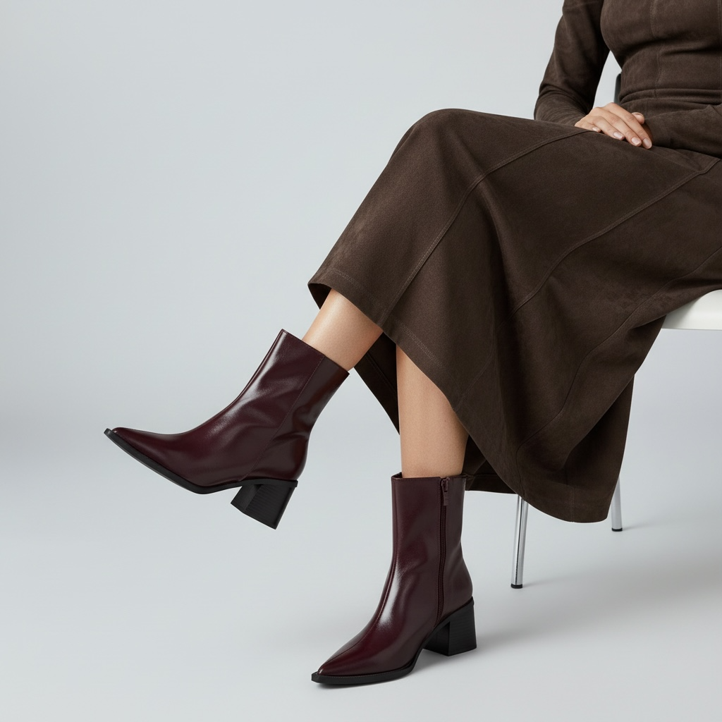 Μυτερά Ankle boots με Glossy δερμα