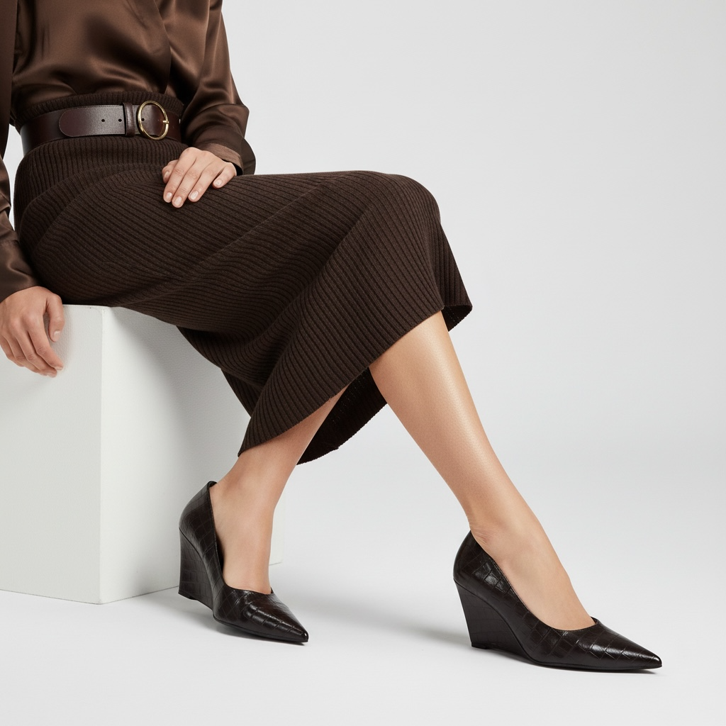 Γόβες Wedge με Croco Ανάγλυφη Υφή