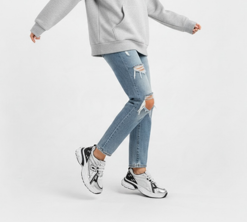 Chunky Mesh Sneakers με Metallic Λεπτομέρειες